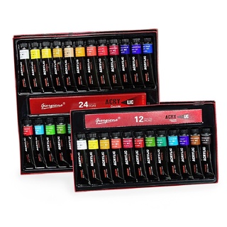 🎨จัดส่งด่วน🎨 ชุดสีอะครีลิค ขนาด 12 มล. (12 / 24 สี) สีอะครีลิค 🌈🌈 ชุดสีอะครีลิค