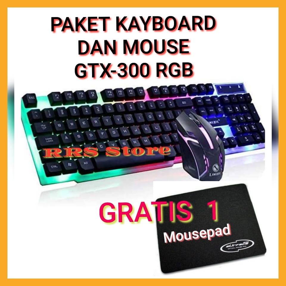 Kibot BAYBOARD Limeide Combo Gaming Keyboard RGB พร้อมเมาส์ - GTX300 One Package ฟรี MOUSPAD