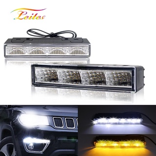 Super bright Car LED DRL ไฟวิ่งกลางวันกันน้ำไฟเลี้ยวอัตโนมัติ Wedge ด้านข้างไฟสีขาวเป็นสีเหลือง 12V 6000k