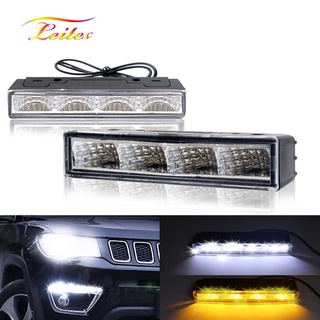 Super bright Car LED DRL ไฟวิ่งกลางวันกันน้ำไฟเลี้ยวอัตโนมัติ Wedge ด้านข้างไฟสีขาวเป็นสีเหลือง 12V 6000k