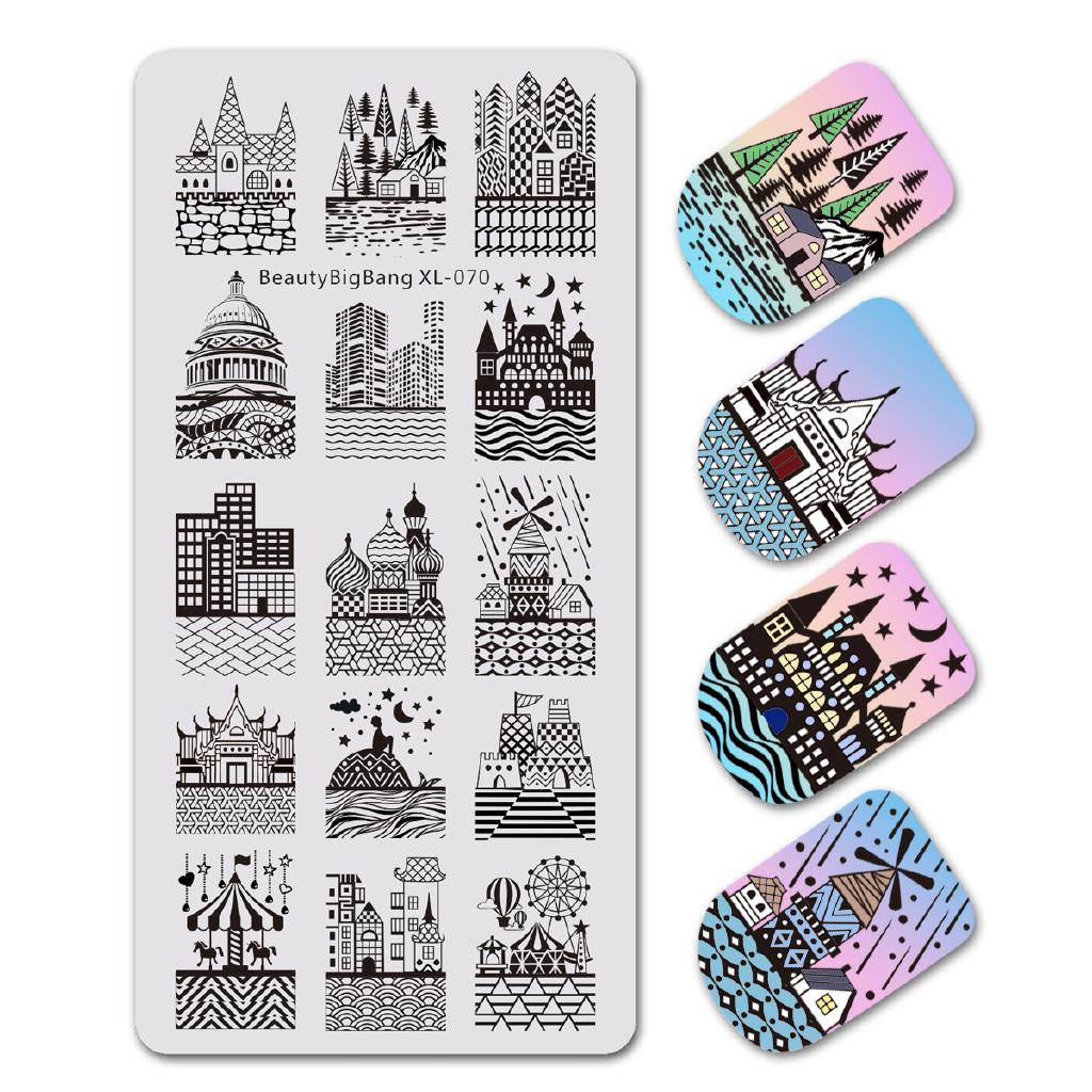 BEAUTYBIGBANG 6*12CM Rectangle Nail Stamping Plates Rain Animal Umbrella Patterns Nail Art Image Template XL-070