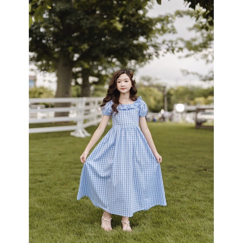 maxi dress ลายสก๊อตสีฟ้า / C58 / 530