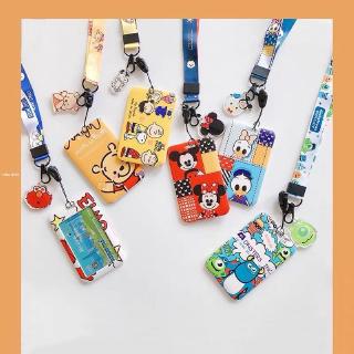 1Pc Cartoon Hard PU Card Holder Identity Badge With Lanyard Neck Strap Card Nus ID Holder With Key Chain