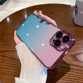 เคสโทรศัพท์มือถือแบบแข็ง ใส กันกระแทก กันฝุ่น ไล่โทนสี หรูหรา สําหรับ iPhone 14 Plus 13 12 Pro Max