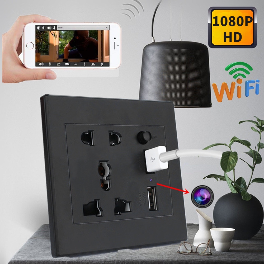 1080p HD Mini กล้อง IP WIFI กล้องวงจรปิดห้องนอน Office Home Security Mini USB เครื่องชาร์จขนาดเล็ก Wall Socket กล้อง