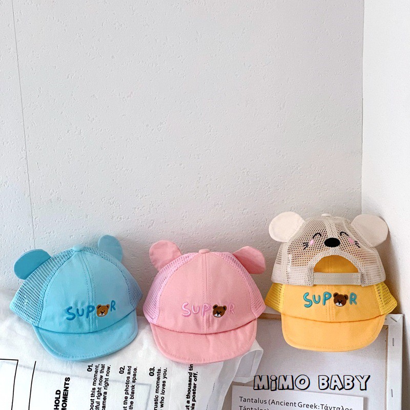 หมวกหมีพิมพ ์ ลายสุดน ่ ารักพร ้ อมตาข ่ ายสําหรับทารก MH17 Mido Baby