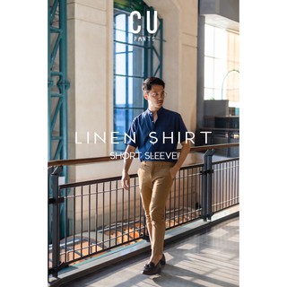 เสื้อเชิ้ต ลินิน คอจีน แขนยาว แขนสั้น Linen + Cotton shirt : Navy : CU PANTS