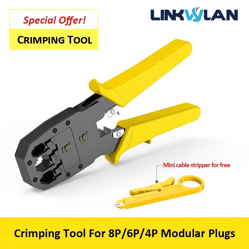 Linkwylan เครือข่ายมัลติฟังก์ชั่ Modular Crimping Tool เหมาะสําหรับ RJ11 RJ12 RJ45 4P2C 4P4C 6P4C 6P