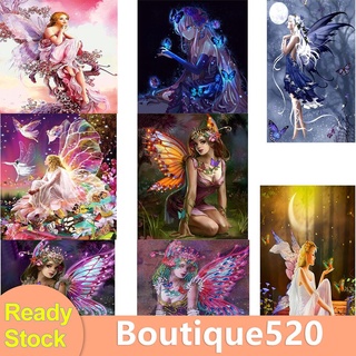 Bou【Stock】ชุดงานปักครอสติชเม็ดบีดทรงเพชร 5D Diy รูปผีเสื้อสําหรับตกแต่งบ้าน