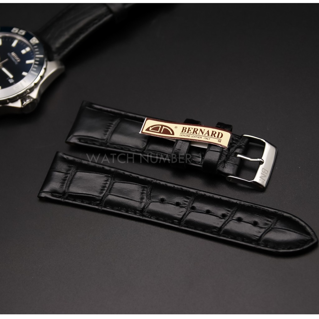 สายนาฬิกาหนังแท้ BERNARD + Spring Bar จากประเทศอีตาลี เย็บด้ายสี ล็อคแบบนาฬิกา Swiss แข็งแรง ทนทาน