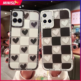 เคสโทรศัพท์มือถือ ซิลิโคน กันรอยเลนส์กล้อง ลายหัวใจ สีขาวดํา สําหรับ VIVO V20 V21 V21E V20SE V20Pro V23 V23E V15 V15Pro V17 V11i X60 X70 X80 Pro