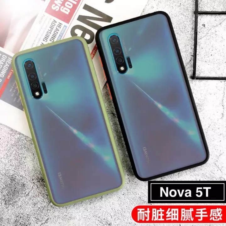 12 [ส่งจากไทย]  เคสกันกระแทก ปุ่มสีผิดด้าน Case Huawei Nova 5T เคสโทรศัพท์ หัวเว่ย ขอบนิ่มหลังแข็ง