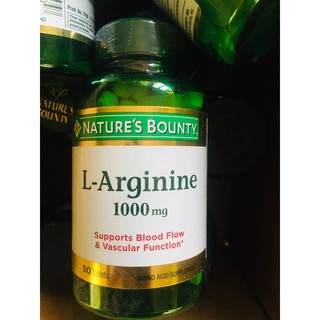 50% OFF ราคา Sale!!! โปรดอ่าน EXP: 02/2023 แอลอาร์จีนิน L-Arginine 1,000mg 50เม็ด (Natures Bounty)