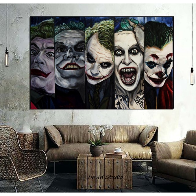 ภาพวาดสีน้ํามันพิมพ์ Jared Leto Joker โปสเตอร์พิมพ์สําหรับ Wall Art รูปภาพวาดตกแต่งสําหรับตกแต่งห้อง