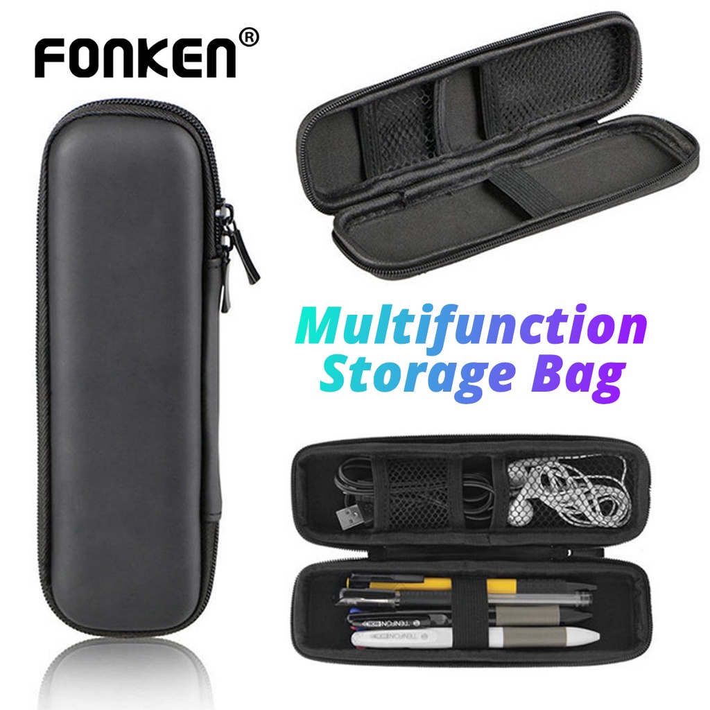 Fonken กล่องเคส EVA แบบแข็ง พกพา สีดํา สําหรับจัดเก็บปากกา หูฟัง ดินสอ