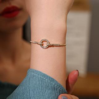 สร้อยข้อมือผู้หญิงปรับแหวนเพชรประดับเพชรเกาหล