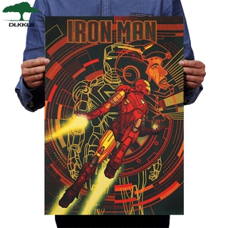 Dlkklb สติ๊กเกอร์โปสเตอร์ Iron Man สไตล์วินเทจสําหรับตกแต่งผนังบาร์คาเฟ่