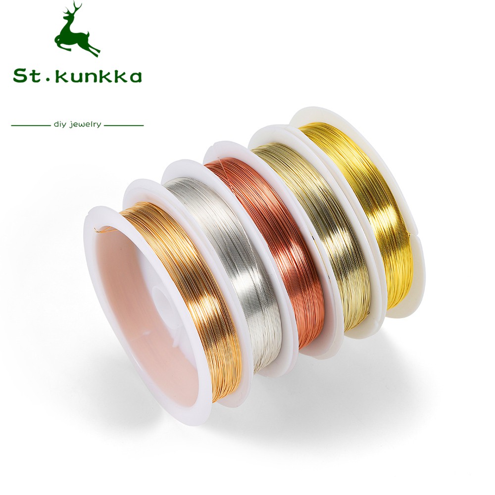 ลวดทองแดงสีรักษา 0.2-1.0มม. 1ม้วน ประดับลูกปัดสายไฟ สำหรับDIYเครื่องประดับ อุปกรณ์ทำสร้อย