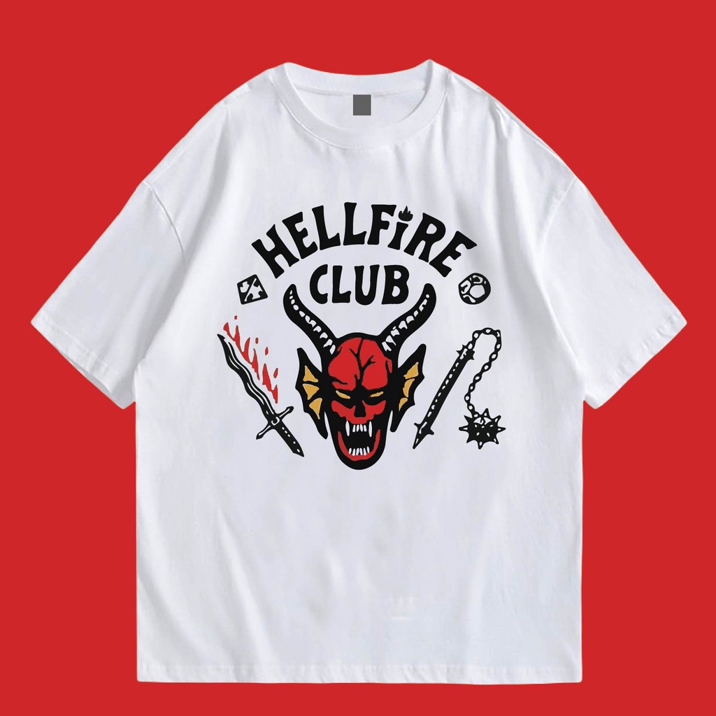 ( พร้อมส่งเสื้อเฮีย ) เสื้อ Hellfire stranger thingsผ้า Cotton 100 %