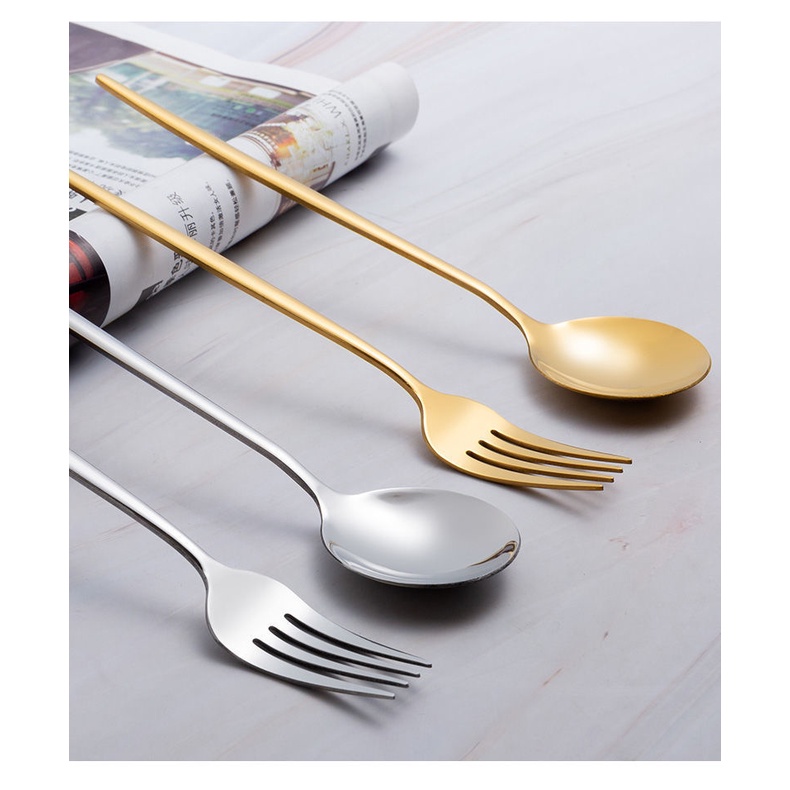 ช้อนส้อมเกาหลี *ทรงกลม* ชุดช้อนส้อมสแตนเลสแท้ มี 2 สีให้เลือก No.KC14 - รูปที่ 5