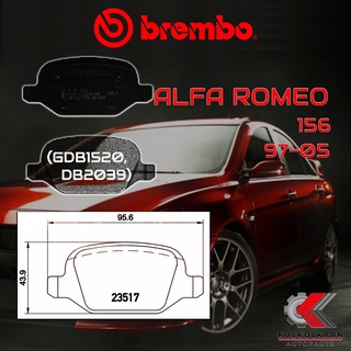 ผ้าเบรคหลัง BREMBO ALFA ROMEO 156 ปี 97-05 (P23065B)