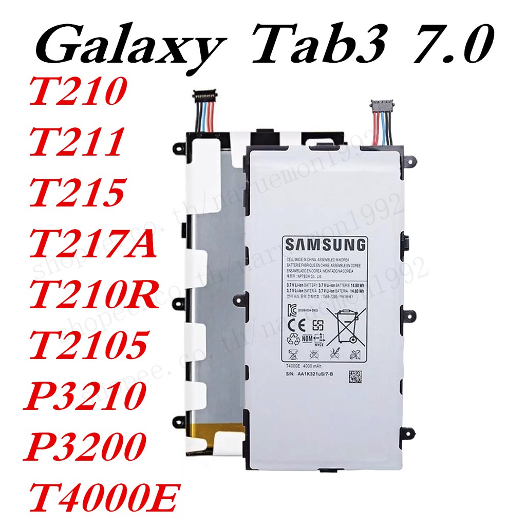 Battery ของแท้100%แบต Samsung Galaxy Tab 3 7.0 T210 T211 T215 T217A T210R T2105 P3210 P3200 T4000E 4000mA