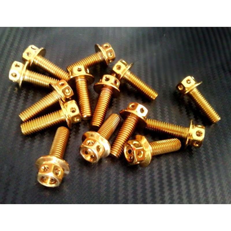 น็อตสแตนเลสหัวเจาะ(2M)  ขนาด  8 x 25 มี 2สี - เลส / ทอง (ราคาตัวละ)