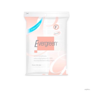 ◎۩Evergreen เอเวอร์กรีน สำลีแผ่นรีดขอบ 100 แผ่น