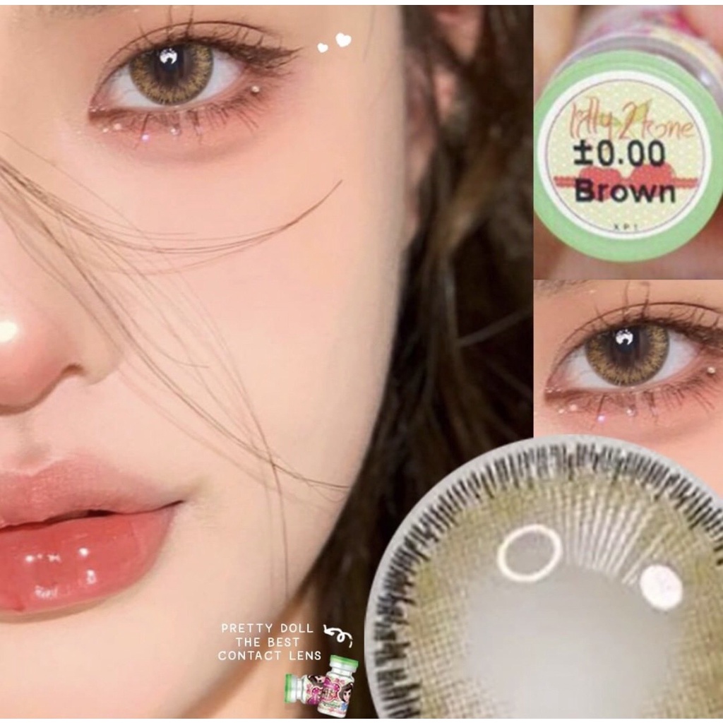 (COD)คอนแทคเลนส์ Contactlens  Lilly 2 tone Prettydoll สายตา+ปกติ ถึง -6.00 ลนส์นิ่มใส่สบายตา แถมตลับ