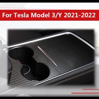 Tesla อุปกรณ์เสริมModel Y 2022 Center Console Cover For Tesla Model 3 2021 accessories Real Carbon Fiber Central Interio