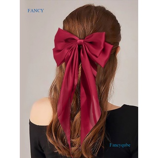 Fancy กิ๊บติดผม ริบบิ้นโบว์ ผ้าไหมซาติน หรูหรา สไตล์เกาหลี ขนาดใหญ่