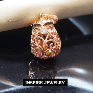 INSPIRE JEWELRY จี้ถุงทองระดับเพชรหนึ่งเม็ด บรรจุพลอยนพเก้าภายในถุงทอง พร้อมสร้อยคอยาว 16 น้ิว และกล่อง