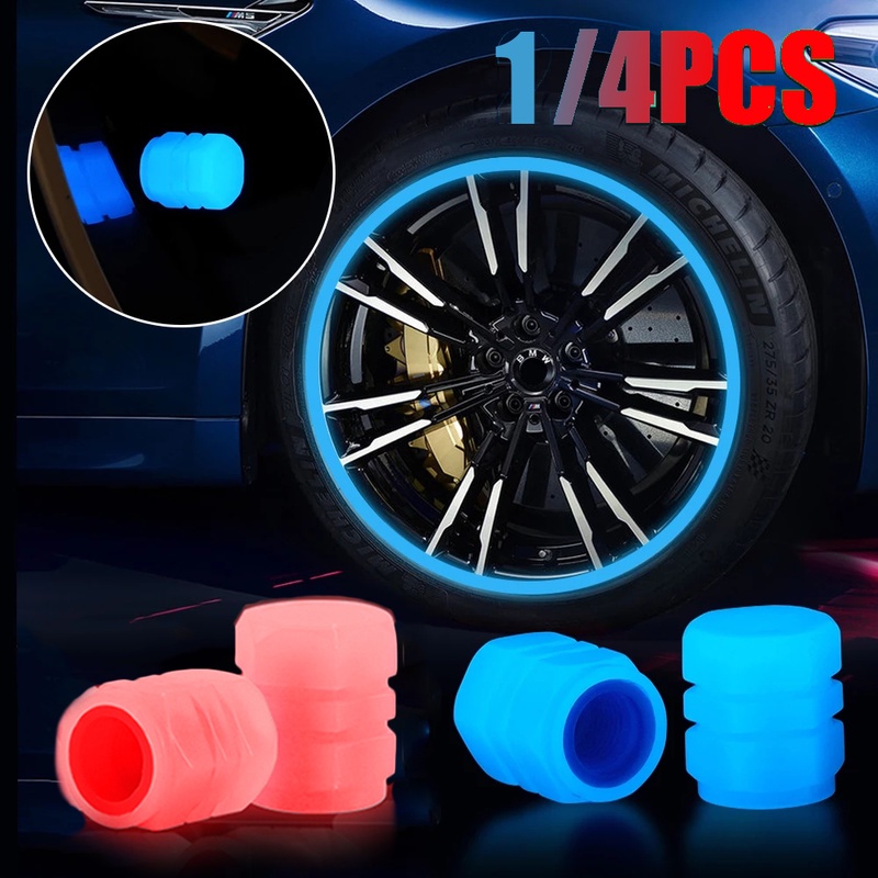 2022 Tire Blue Red Night Glowing Valve Cap Car Motorcycle Bike Wheel