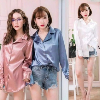 เสื้อเชิ้ต lll Freesize lll SATIN005 เชิ้ตซาติน กระดุมหน้า เนื้อผ้าซาติน ผ้าเงา พริ้ว ใส่สบาย