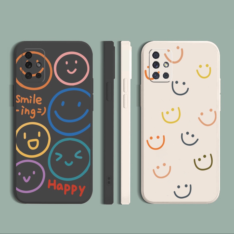 เคสโทรศัพท์มือถือแบบนิ่ม ขอบสี่เหลี่ยม ลายหน้ายิ้ม สําหรับ Samsung Galaxy A12 A31 A32 4G A52 A72 5G A11 A51 A20S M42 ราคาถูก Shopee Lazada