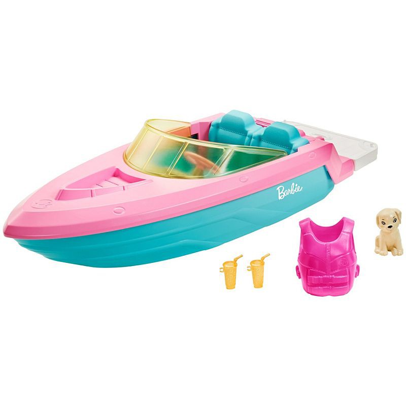 Barbie Boat with Puppy and Accessories, ลอยน้ำได้ บ้านตุ๊กตาบาร์บี้ เฟอร์นิเจอร์บ้านตุ๊กตา รุ่น GRG29
