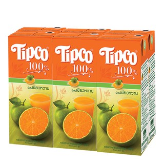 ทิปโก้ น้ำส้มเขียวหวาน 100% 200 มิลลิลิตร แพ็ค 6 กล่อง Tipco 100% Tangerine orange juice 200ml pack of 6 boxes.