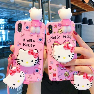 เคสโทรศัพท์มือถือ ลายการ์ตูนคิตตี้ 3D พร้อมสายคล้อง สําหรับ OPPO A15 A93 A92 A52 A53 A32 A31 A5 2020 A9 2020 A91 Reno 3 4F Realme 5 5i 6i 7 7i C3 C11 C15 C17 C2 A1K F11 Pro F9  F7 F5 F1s A5s A7 A12 A3s A12e A83 A71 A37 A39 A57 R15 Pro