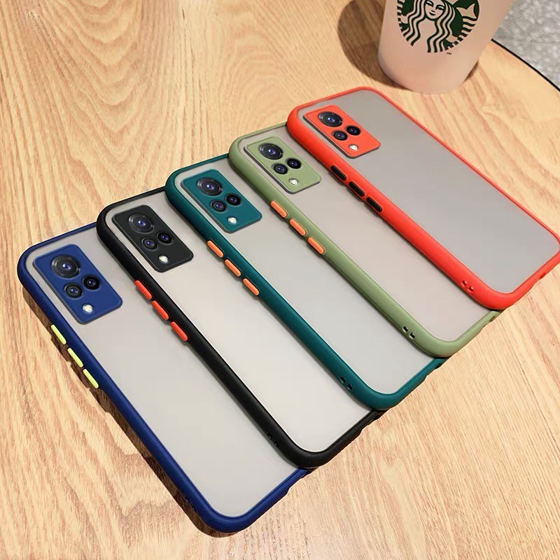 ส่งจากไทย เคสกันกระแทก เคสกันรอยกล้อง Case Vivo V21 5G เคสปุ่มสีผิวด้าน ขอบนิ่มหลังแข็ง เคส VIVO V21 5g