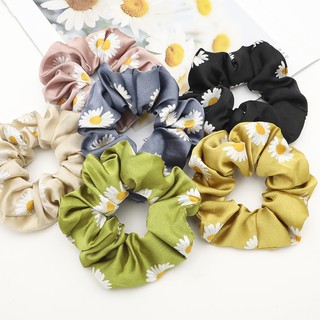 Small Daisy Satin Scrunchies Hair Accessories Rubber Band Headwear Hair Rope,,,,