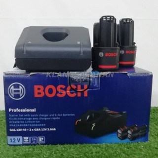 แบตเตอรี่ BOSCH  รุ่นGBA 12V 2.0Ah 2 ก้อน และ แท่นชาร์จเร็ว รุ่น GAL 12V-40