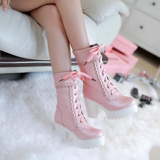 New Japanese sweet short boots lolita shoes lolita boots thick heel waterproof platform high heels Martin boots