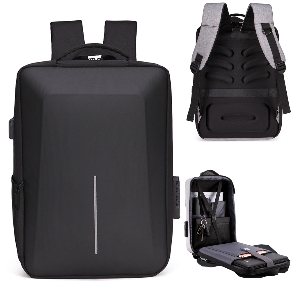 Men Reflective Strip USB Multifunctional Anti-theft 15.6 Inch Laptop Backpack Notebook Travel Bag Rucksack School Bag Fo