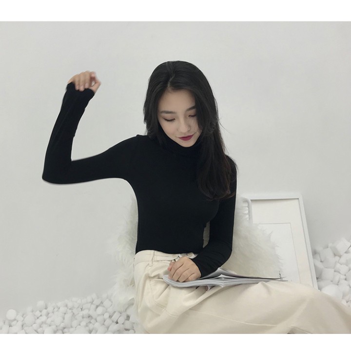 !!Muslimah ด้านในผู้หญิงเสื้อคอสูงแขนยาว Slim Office เสื้อ