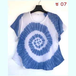 เสื้อมัดย้อมคอกลมเข้ารูปชายบาน ใส่แล้วเพรียว ใส่แล้วผอม