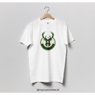 เสื้อยืดคอกลมMilwaukee Bucks เสื้อกีฬาบาสเก็ตบอล มาตรฐาน NBAS-4XL