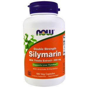 Now Foods, Silymarin, Milk Thistle Extract with Artichoke &amp; Dandelion, Double Strength, 300 mg, 100 Veg Capsules