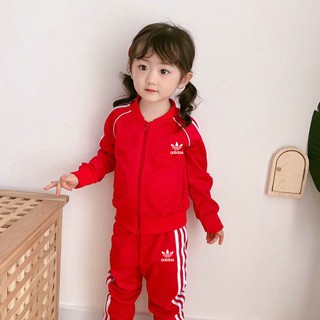 ADIDASzipper jacket + trousers boys and girls cute, comfortable （childrens whole set）