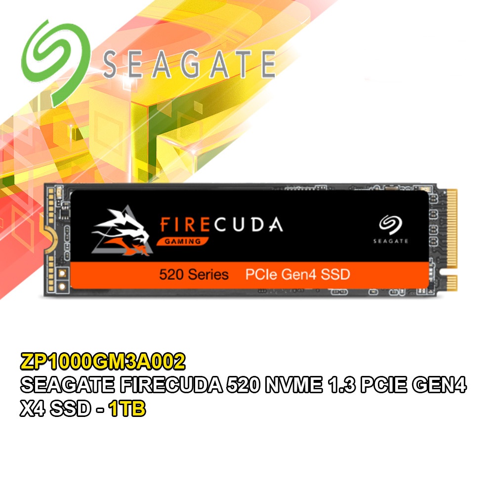 1 TB SSD (เอสเอสดี) SEAGATE FIRECUDA 520 SSD PCIe/NVMe M.2 2280 (ZP1000GM3A002) Warranty 5 - Y