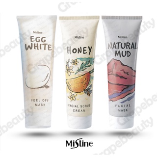 มาส์กหน้า ครีมลอกหน้า Mistine Egg White Peel Off Mask/Natural Mud Facial Mask/Honey Facial Scrub cream มี 3 สูตรให้เลือก